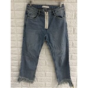 ZARA WOMENS JEANS SIZE USA 4 EUR 36 RAW HEM VINTAGE‎ HIPPY STYLE LIGHT WASH